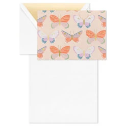 Hallmark Butterfly Pattern Blank Notes, Pack Of 10 -Hallmark Gift Shop Butterflies on Blush Blank Note Cards Pack 3NOT1532 03