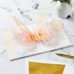 Hallmark Special Wish To Someone Who Brings Happiness 3D Pop-Up Card For Her -Hallmark Gift Shop Butterfly and Leaves 3D PopUp Card for Her 1299LAD2888 06