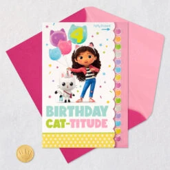 Hallmark Gabby's Dollhouse Cat-titude Birthday Card With Stickers -Hallmark Gift Shop Cakey Cat and Pandy Paws Birthday Card for Girl 699HKB9380 08