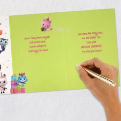 Hallmark Gabby's Dollhouse Cat-titude Birthday Card With Stickers -Hallmark Gift Shop Cakey Cat and Pandy Paws Birthday Card for Girl 699HKB9380 09