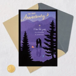 Hallmark A Love Like Yours Religious Anniversary Card For Couple -Hallmark Gift Shop Campfire in Wooded Lake at Night Religious Anniversary Card 659CEY1922 06