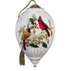 Ne'Qwa Art Happy Holly-Days To You Cardinals Glass Christmas Ornament -Hallmark Gift Shop Cardinals and Holly HandPainted Blown Glass Ornament 7251129 01