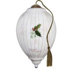 Ne'Qwa Art Happy Holly-Days To You Cardinals Glass Christmas Ornament -Hallmark Gift Shop Cardinals and Holly HandPainted Blown Glass Ornament 7251129 02