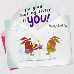 Hallmark Things We Share Funny Pop-Up Birthday Card For Sister -Hallmark Gift Shop Cartoon Birds Birthday Card for Sister 659FBD4945 05