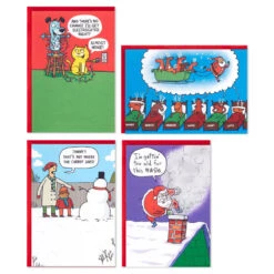 Hallmark Merry Mischief Funny Assorted Christmas Cards, Pack Of 24 -Hallmark Gift Shop Cartoon Funny Christmas Cards Assortment 5XPX1020 02