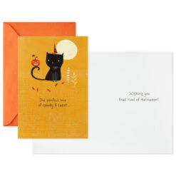 Hallmark Nostalgic Critters Assorted Halloween Cards, Pack Of 8 -Hallmark Gift Shop Cats Pumpkins and More Assorted Halloween Cards 699H2367 03