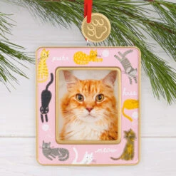 Playful Kitties Photo Frame Hallmark Ornament -Hallmark Gift Shop Cats on Pink Photo Frame Christmas Ornament 1HGO3592 02