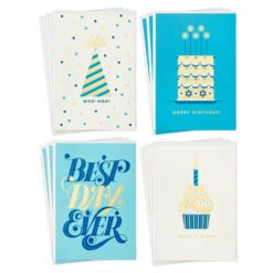 Hallmark Celebration In Blue Boxed Birthday Cards Assortment, Pack Of 12