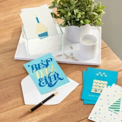 Hallmark Celebration In Blue Boxed Birthday Cards Assortment, Pack Of 12 -Hallmark Gift Shop Celebration in Blue Assorted Boxed Birthday Cards 3EDX2009 08