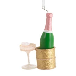 Signature Champagne Hallmark Ornament -Hallmark Gift Shop Champagne Bottle and Glass Christmas Ornament 1HGO3398 07