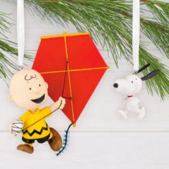 Peanuts® 75th Anniversary Charlie Brown And Snoopy Hallmark Ornaments, Set Of 2 -Hallmark Gift Shop Charlie Brown Snoopy Flying Kit Christmas Ornaments 3HCM4144 05