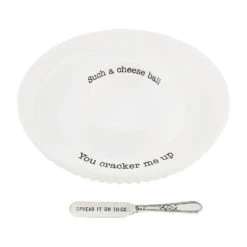 Mud Pie Cheese Ball Serving Tray And Spreader, Set Of 2