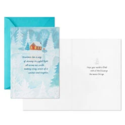 Hallmark Snowy Cabin On A Frozen Pond Boxed Christmas Cards, Pack Of 16 -Hallmark Gift Shop Christmas Cabin in Woods Boxed Christmas Cards Pack 1XPX2572 03