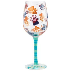 Lolita Love My Rescue Handpainted Wine Glass, 15 Oz.