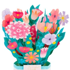 Hallmark Flower Bouquet Just For You 3D Pop-Up Card -Hallmark Gift Shop Colorful Flowers Just For You 3D PopUp Card 799WDR1206 03