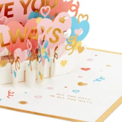 Hallmark Love You Always 3D Pop-Up Love Card -Hallmark Gift Shop Colorful Hearts 3D PopUp Love Card 1299LAD2904 04