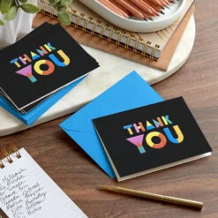 Hallmark Collage Letters On Black Blank Thank You Notes, Pack Of 10 -Hallmark Gift Shop Colorful Letters Blank Thank You Note Cards Pack 3THK2572 06
