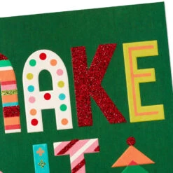 Hallmark Make It Merry Christmas Card -Hallmark Gift Shop Colorful Modern Lettering Christmas Card with Glitter 699XZH1155 04