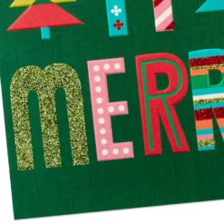 Hallmark Make It Merry Christmas Card -Hallmark Gift Shop Colorful Modern Lettering Christmas Card with Glitter 699XZH1155 05