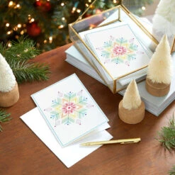 Hallmark UNICEF Rainbow Snowflake Boxed Holiday Cards, Pack Of 20 -Hallmark Gift Shop Colorful Snowflake Line Art Boxed Christmas Cards 1URS2294 09