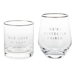 Hallmark Lowball And Stemless Wine Glass, Set Of 2