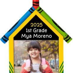Hallmark Crayola® Schoolhouse Personalized Ornament, Custom Photo And Text -Hallmark Gift Shop Crayons Frame Personalized Ornament 1QHE2151B1 06