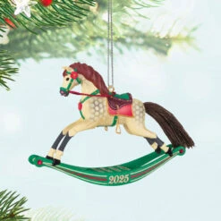 Hallmark Rocking Horse Memories 2025 Ornament -Hallmark Gift Shop Cream Horse on Green Rocker Keepsake Ornament 5QXR8442 02