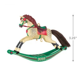 Hallmark Rocking Horse Memories 2025 Ornament -Hallmark Gift Shop Cream Horse on Green Rocker Keepsake Ornament 5QXR8442 04