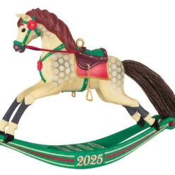 Hallmark Rocking Horse Memories 2025 Ornament -Hallmark Gift Shop Cream Horse on Green Rocker Keepsake Ornament 5QXR8442 06