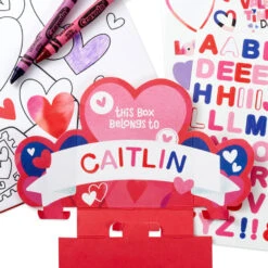 Hallmark Happy Hearts Kids Classroom Valentines Set With Cards, Stickers And Customizable Mailbox -Hallmark Gift Shop Createyourown Valentines and Box With Stickers 5VBX2976 07