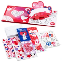 Hallmark Happy Hearts Kids Classroom Valentines Set With Cards, Stickers And Customizable Mailbox -Hallmark Gift Shop Createyourown Valentines and Box With Stickers 5VBX2976 08