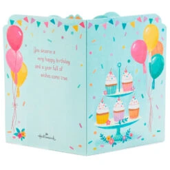 Hallmark Make A Wish Musical 3D Pop-Up Birthday Card With Light -Hallmark Gift Shop Cupcakes Musical LightUp 3D PopUp Birthday Card 899ARH1547 04