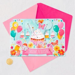 Hallmark Make A Wish Musical 3D Pop-Up Birthday Card With Light -Hallmark Gift Shop Cupcakes Musical LightUp 3D PopUp Birthday Card 899ARH1547 06