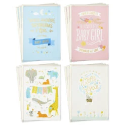 Hallmark Cute And Cuddly Assorted New Baby Cards, Pack Of 12
