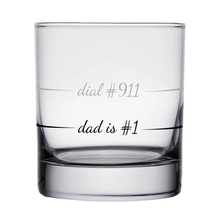 Dad Is #1 Dial #911 Rocks Glass, 10 Oz. 3 Dad Is #1 Dial #911 Rocks Glass, 10 Oz.