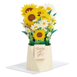 Hallmark Daisy And Sunflower Bouquet Thinking Of You 3D Pop-Up Card