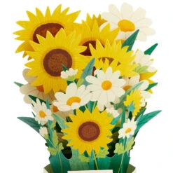 Hallmark Daisy And Sunflower Bouquet Thinking Of You 3D Pop-Up Card -Hallmark Gift Shop Daisy Sunflower Bouquet Thinking of You 3D PopUp Card 799WDR1231 03