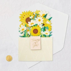 Hallmark Daisy And Sunflower Bouquet Thinking Of You 3D Pop-Up Card -Hallmark Gift Shop Daisy Sunflower Bouquet Thinking of You 3D PopUp Card 799WDR1231 04