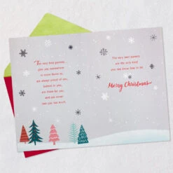 Hallmark You're The Very Best Christmas Card For Parents -Hallmark Gift Shop Deer and Cabin in Snowy Forest Parents Christmas Card 699XZH4122 04