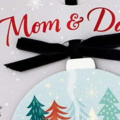 Hallmark You're The Very Best Christmas Card For Parents -Hallmark Gift Shop Deer and Cabin in Snowy Forest Parents Christmas Card 699XZH4122 05