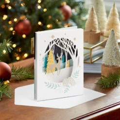 Hallmark Deer In The Woods Boxed Christmas Cards, Pack Of 8 -Hallmark Gift Shop Deer in Evening Woods Boxed Christmas Cards 1XPX2628 09