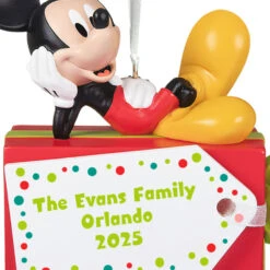 Hallmark Disney Mickey Mouse Christmas Present Personalized Ornament, Custom Text -Hallmark Gift Shop Disney Mickey Mouse on Gift Personalized Ornament 1QHE2212B1 06
