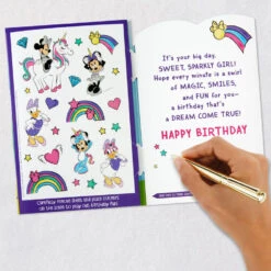 Hallmark Disney Minnie Mouse And Unicorn Sweet Girl Musical Birthday Card With Stickers And 3D Play Scene -Hallmark Gift Shop Disney Minnie Mouse Birthday Card for Girls 799TNG1566 09