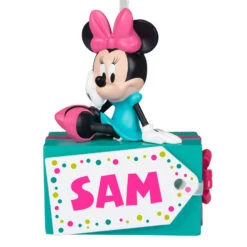 Hallmark Disney Minnie Mouse Christmas Present Personalized Ornament, Custom Text -Hallmark Gift Shop Disney Minnie Mouse on Gift Personalized Ornament 1QHE2213B1 08