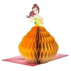 Hallmark Disney Beauty And The Beast Belle Heart Of Gold Honeycomb 3D Pop-Up Card