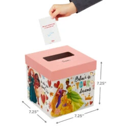 Hallmark Disney Princess Pink And White Kids Classroom Valentines Set With Cards And Light-Up Mailbox With Sound -Hallmark Gift Shop Disney Princess Valentines Cards Classroom Exchange Kit 5VBX2970 06