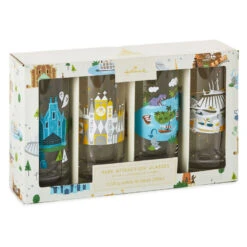 Hallmark Walt Disney World 50th Anniversary Park Attractions Glasses, Set Of 4 -Hallmark Gift Shop Disney World Park Attractions Drinking Glasses 1DYG2074 02