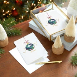 Hallmark UNICEF Peaceful Earth Ornament Boxed Christmas Cards, Pack Of 12 -Hallmark Gift Shop Dove and Globe UNICEF Boxed Christmas Cards 1URS2331 08