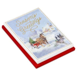 Hallmark Horse And Holiday Wagon Boxed Christmas Cards, Pack Of 16