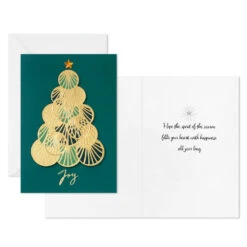 Hallmark Opulent Green And Gold Tree Boxed Christmas Cards, Pack Of 12 -Hallmark Gift Shop Elegant Green Tree Boxed Christmas Cards Pack 1XPX5754 03